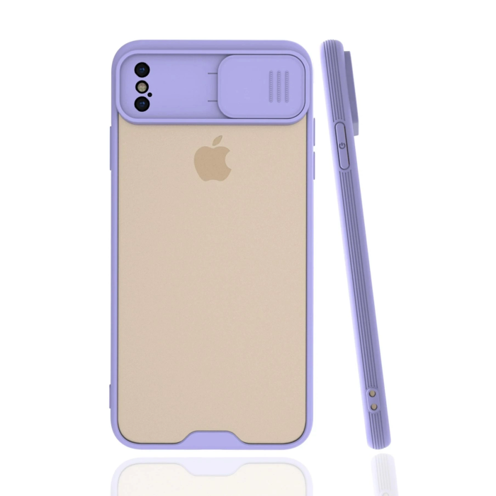 BFS  iPhone XS Max Kılıf Platin Kamera Koruma Silikon - Lila