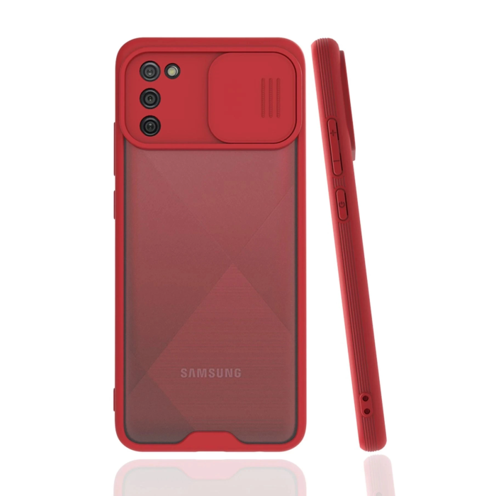BFS  Samsung Galaxy A02S Kılıf Platin Kamera Koruma Silikon - Kırmızı