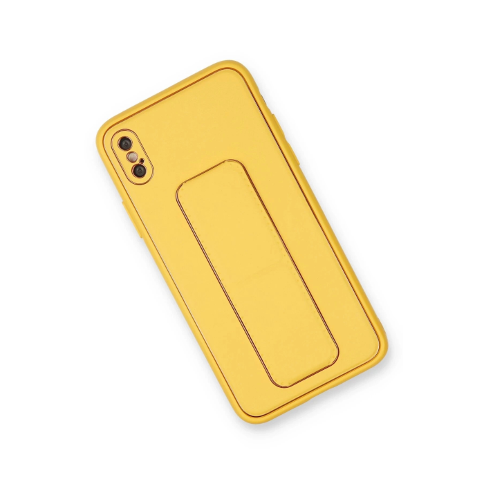 BFS  iPhone X Kılıf Coco Deri Standlı Kapak - Sarı
