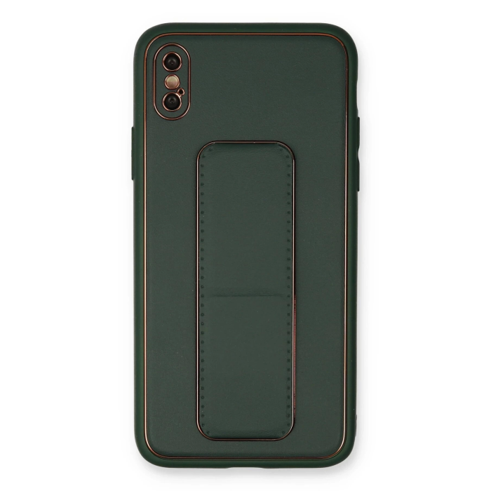BFS  iPhone XS Max Kılıf Coco Deri Standlı Kapak - Yeşil