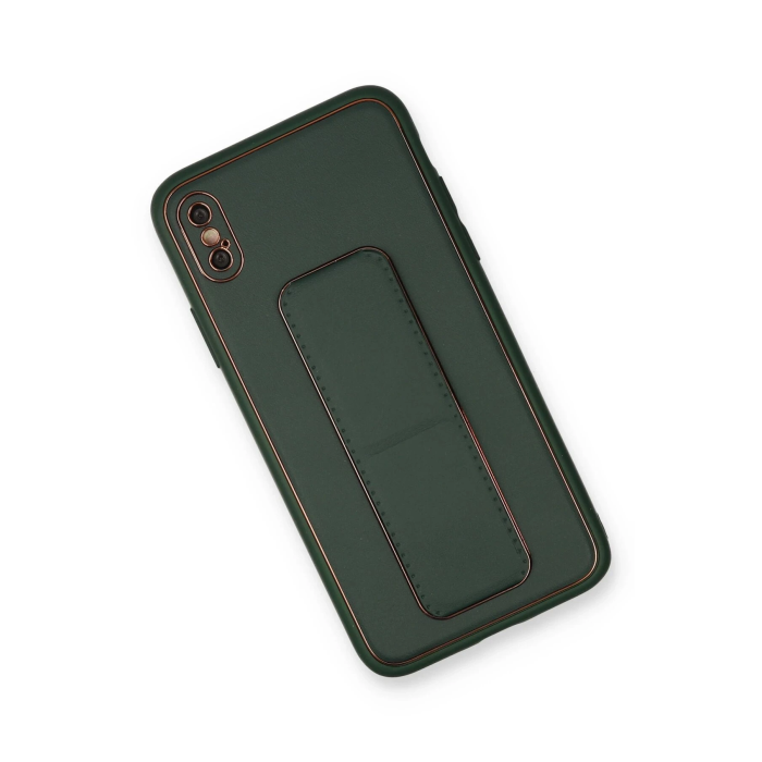 BFS  iPhone XS Max Kılıf Coco Deri Standlı Kapak - Yeşil