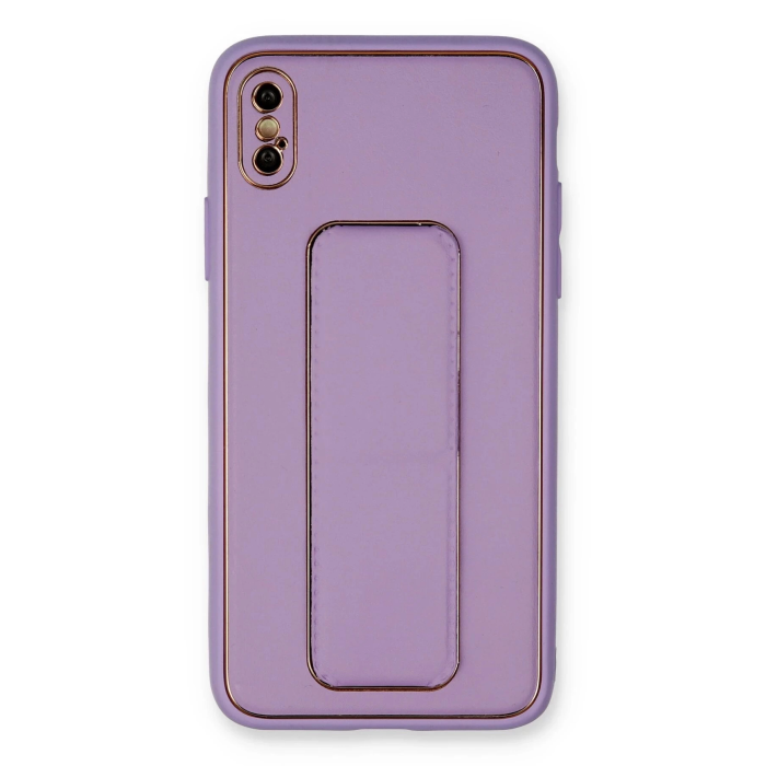 BFS  iPhone XS Max Kılıf Coco Deri Standlı Kapak - Koyu Lila