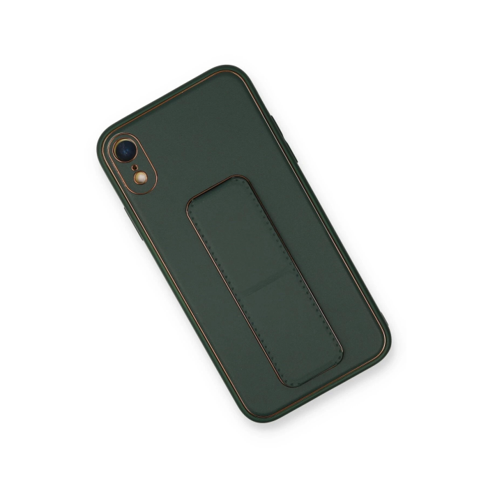 BFS  iPhone XR Kılıf Coco Deri Standlı Kapak - Yeşil