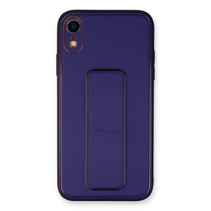 BFS  iPhone XR Kılıf Coco Deri Standlı Kapak - Mor