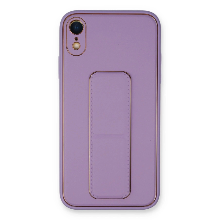 BFS  iPhone XR Kılıf Coco Deri Standlı Kapak - Koyu Lila