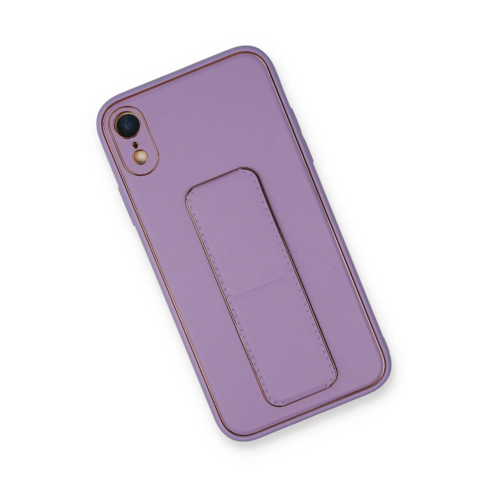 BFS  iPhone XR Kılıf Coco Deri Standlı Kapak - Koyu Lila