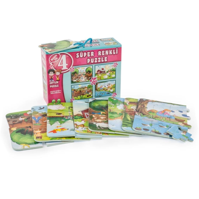 BFS Nessiworld 3222 ÇİFTLİK SÜPER RENKLİ PUZZLE 4LÜ