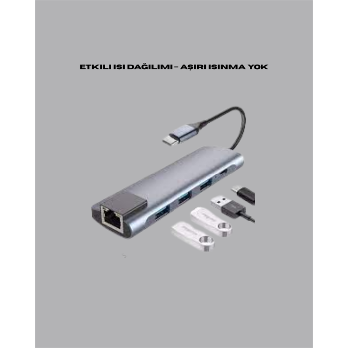 Type‑C Dönüştürücü – 2×USB3.0, SD/MS, 4K HDMI & RJ45 ile Profesyonel Kullanım