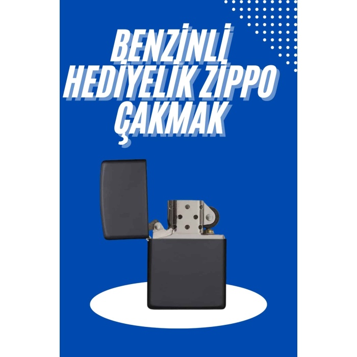 Doldurulabilir Siyah Benzinli Çakmak Metalik