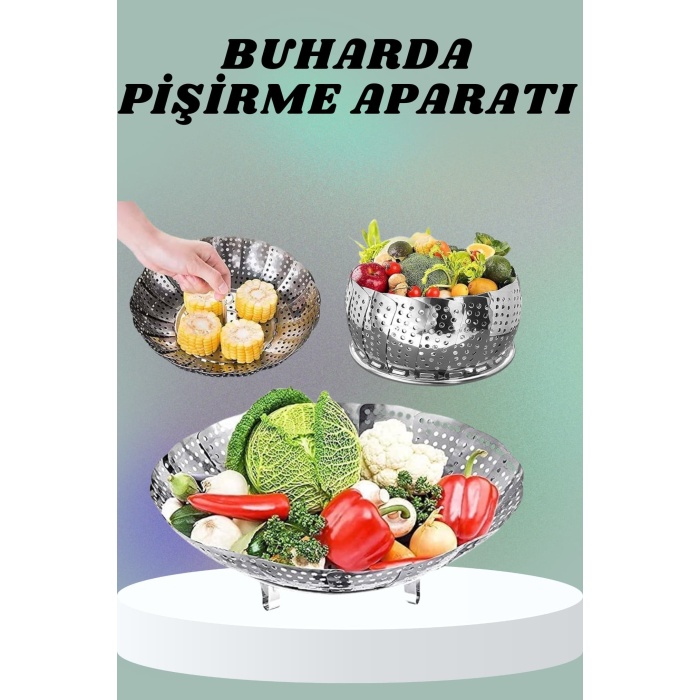 Paslanmaz Çelik Buharda Sebze Pişirme Haşlama Aparatı Buharlı Pişirici