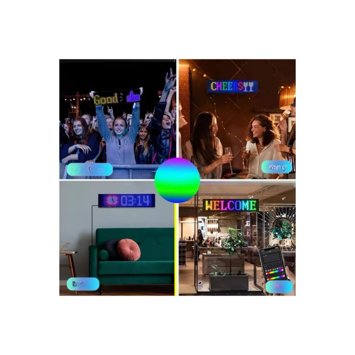 Led Matrix Bluetooth Bağlantılı Araç Camına Uygun Pixsel Görünümlü 16X96