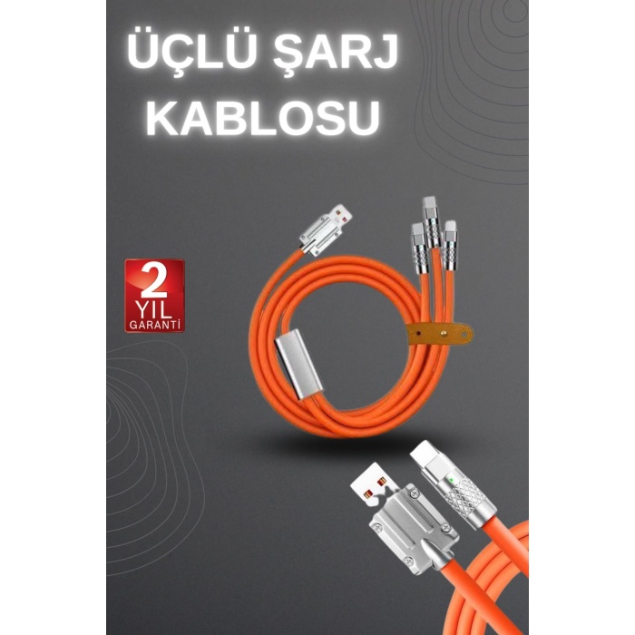 120W Hızlı Şarj Kablosu Turuncu Yüksek Güç Kapasitesi Çoklu Şarj Girişi