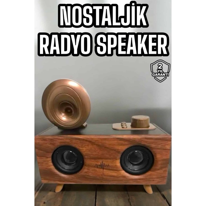 Bluetooth Hoparlör Ahşap Klasik Retro Gramofon Bluetooth Müzik Kutusu