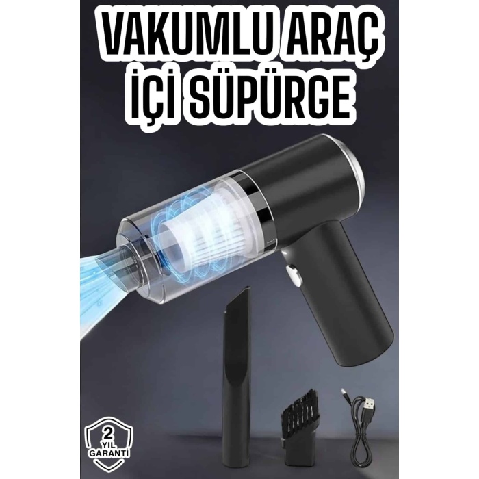 Üflemeli Güçlü Vakumlu Ev Ofis Araç Süpürgesi El Süpürgesi Şarjlı