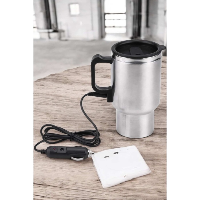 Kettle Kapaklı Araç İçi Termos Tüm Arabalara Uyumlu Çakmaklık Girişli Su Isıtıcı Bardak