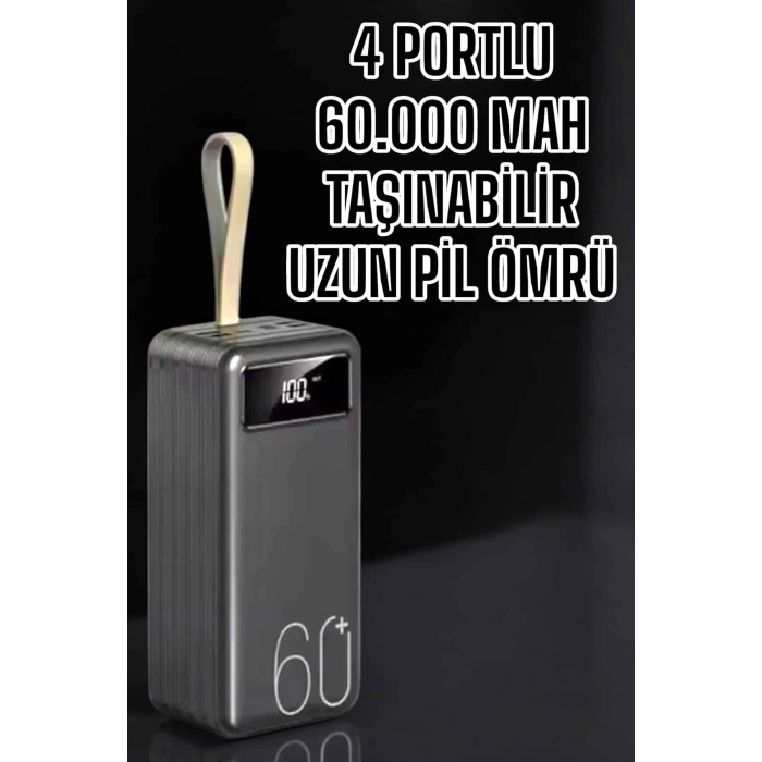 Powerbank 60.000 Mah Hızlı Şarj 4 Çıkışlı Uzun Şarj Süreli Dijital Göstergeli