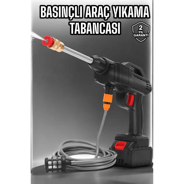 Şarjlı Oto Yıkama Tabancası Su Basınçlı Hazneli Bataryalı