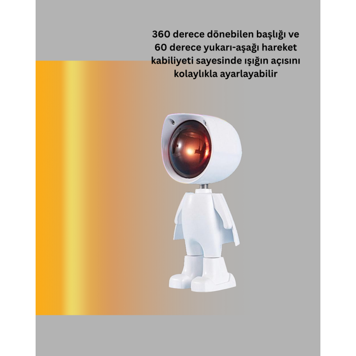 Astronot Tasarımlı Gün Batımı Efektli Şarjlı LED Lamba
