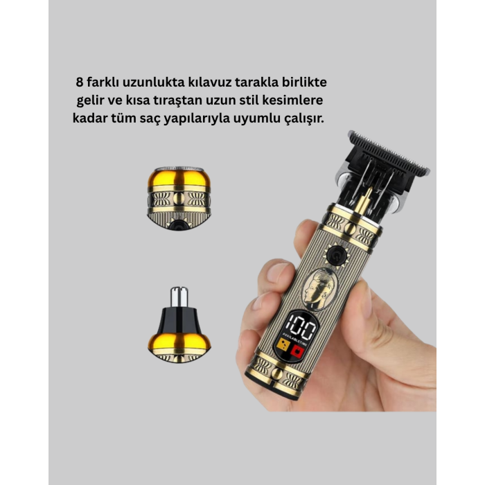 Kablosuz Saç Sakal Düzeltici – Çoklu Başlık ve Taraklı
