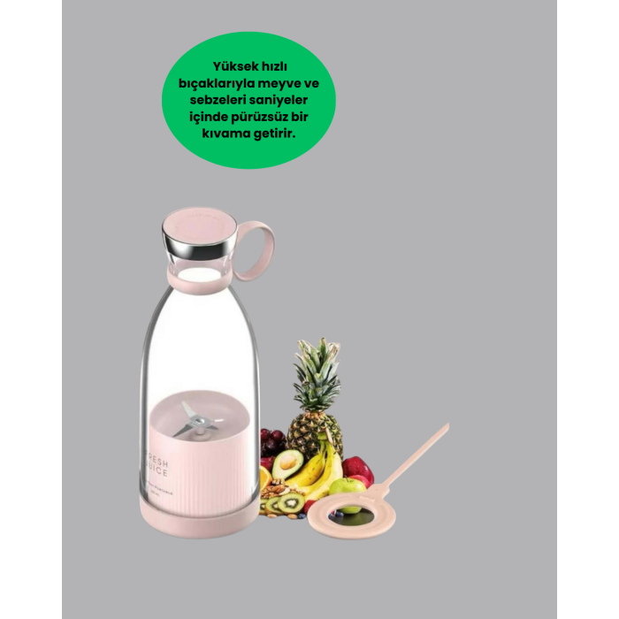 1200mAh Şarjlı, Hafif ve Pratik Taşınabilir Blender