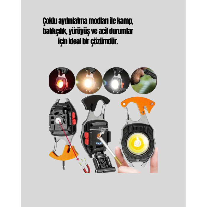 USB Şarjlı Mini LED Anahtarlık Fener
