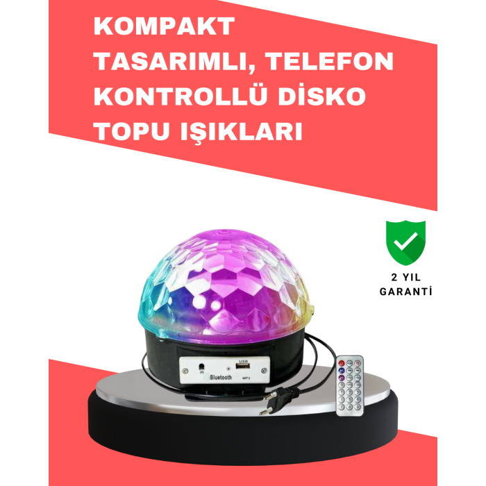 Çok Renkli LED Masaüstü Disko Topu Parti Aydınlatma Cihazı
