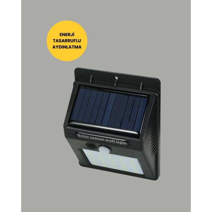 Sensörlü 20 LED Solar Duvar Lambası 3 Metre Algılama Mesafesi