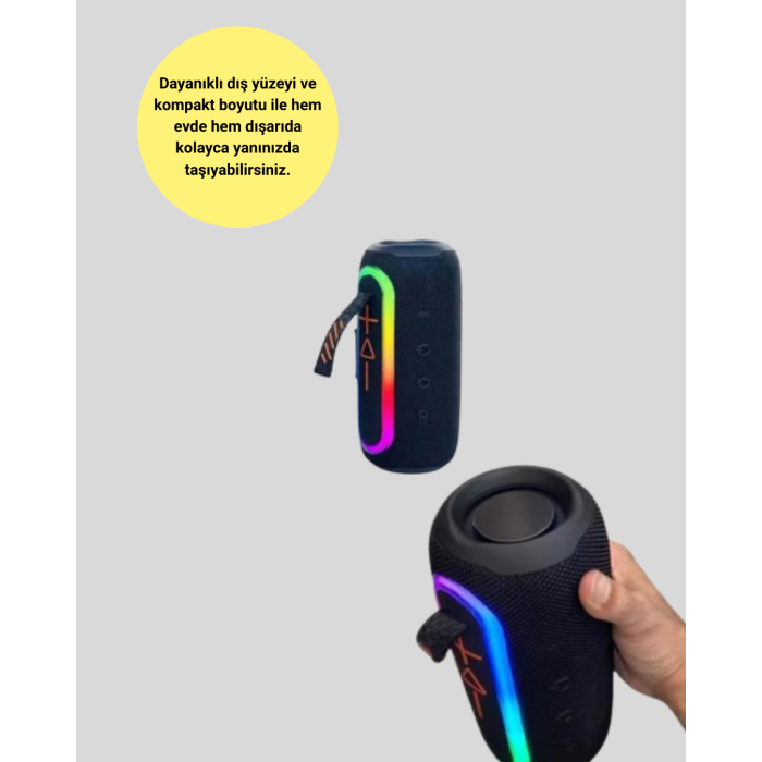 Taşınabilir Şarjlı Bluetooth Hoparlör Güçlü Bas