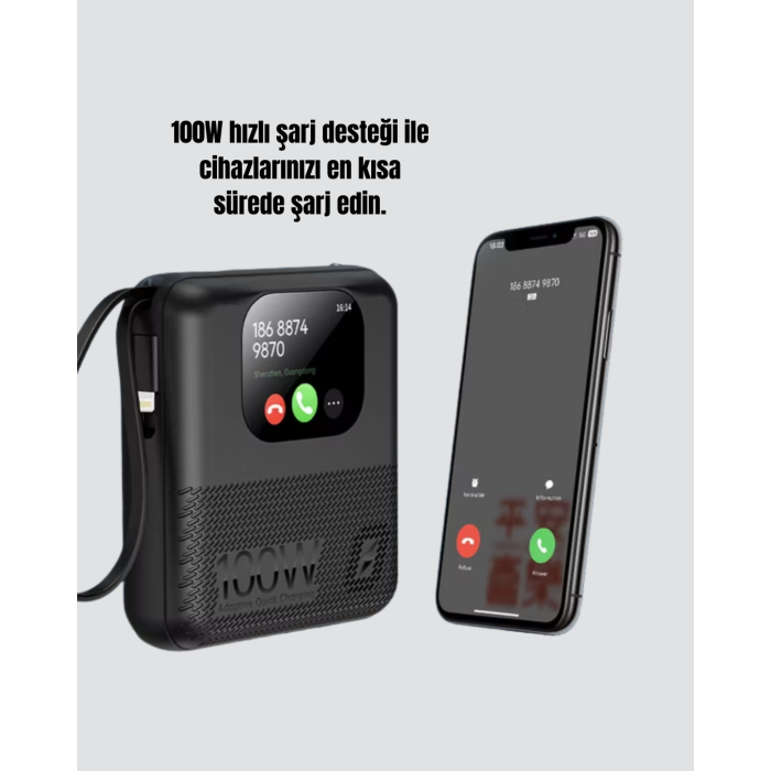 Su Geçirmez 10000 mAh Powerbank ve Akıllı Saat Özellikli Taşınabilir Şarj