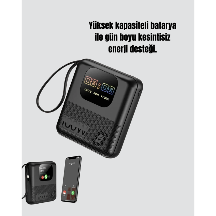Akıllı Bildirim Ekranlı 10000 mAh Powerbank ve Aktivite Takip Cihazı