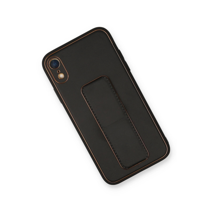 BFS iPhone XR Kılıf Coco Deri Standlı Kapak - Siyah