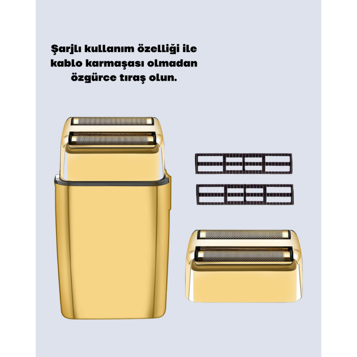 Altın Renk Kablolu Sakal Tıraş Makinesi Çelik Bıçaklı 3W Motor