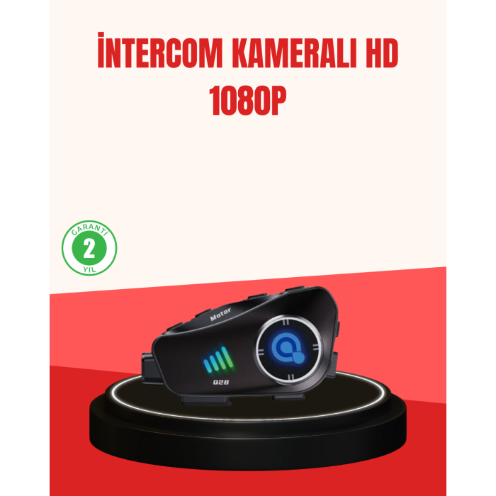 Q28 Kameralı Motosiklet Kask Kulaklık Bluetooth 5.3 Su Geçirmez 1080P HD