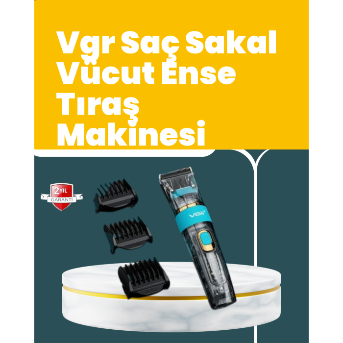 VGR V-695 Saç ve Sakal Kesme Makinesi LED Ekranlı 5 Uzunluk Ayarı