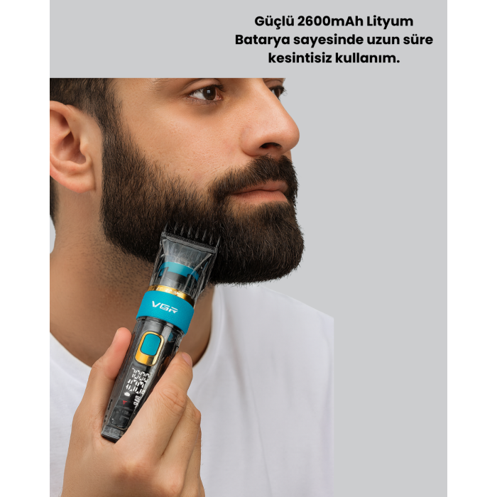 VGR V-695 Şarjlı Profesyonel Erkek Saç Sakal Tıraş Makinesi IPX7 Su Geçirmez