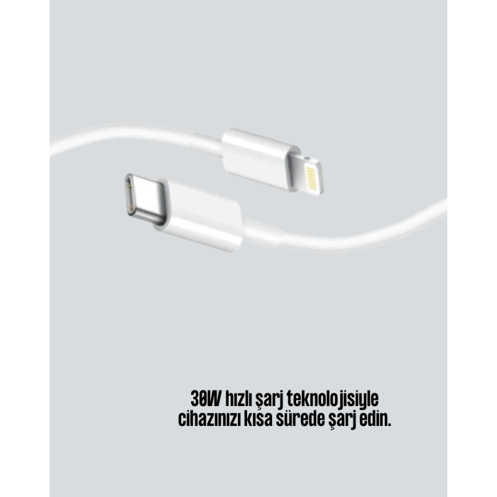 30W Type-C Lightning Hızlı Şarj Kablosu 1.2m iPhone Uyumlu