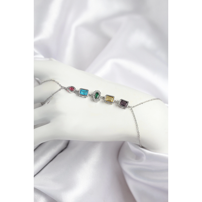 BFS Pirinç Renkli Zirkon Taşlı Model Gümüş Renk Şahmeran