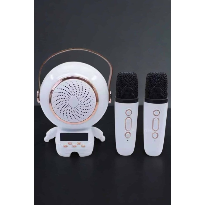 Çift Mikrofonlu Karaoke Mikrofon Bluetooth Bağlantılı Dijital Göstergeli