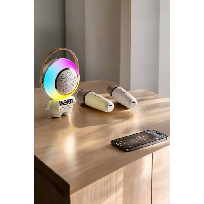 Mini Karaoke Astronot Bluetooth Speaker Karaoke Mikrofon
