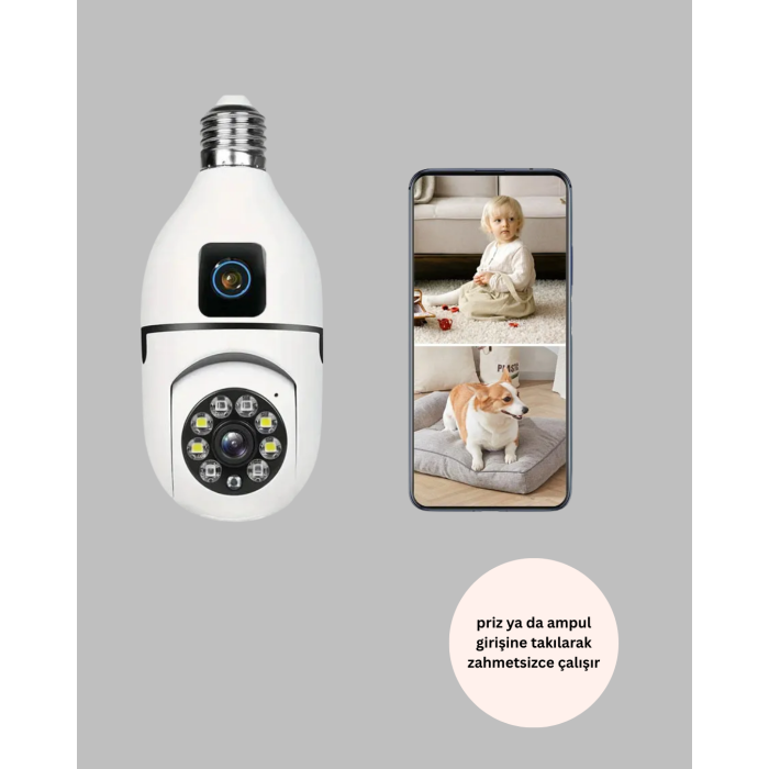 360 Derece Panoramik WiFi Kamera – Full HD Ev Güvenlik Sistemi