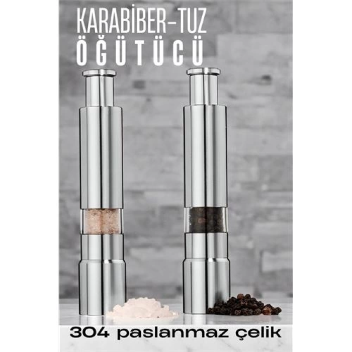 BFS 2li Karabiber Tuz Öğütücü Profesyonel 304 Paslanmaz Çelik Manuel Baharat Değirmeni