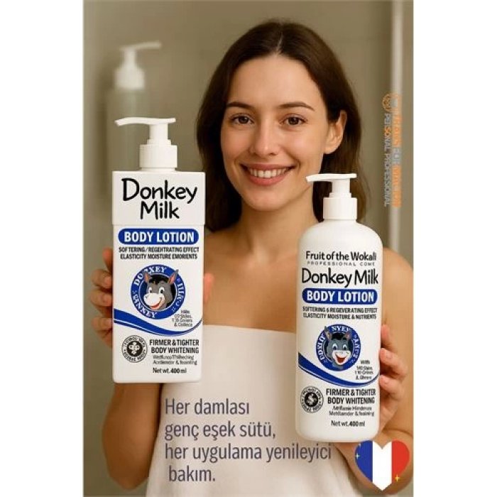 BFS  Genç Eşek Sütlü Vücut Losyonu & Bakım Kremi 400 ml Nemlendirici Sıkılaştırıcı Işıltı Veren Cilt Bakım Ürünü 400 ML