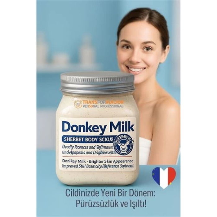 BFS  Donkey Milk Vücut Peelingi 500 ml - Ölü Deri Temizleyici, Cilt Aydınlatıcı ve Yoğun Nemlendirici Vücut Scrubı
