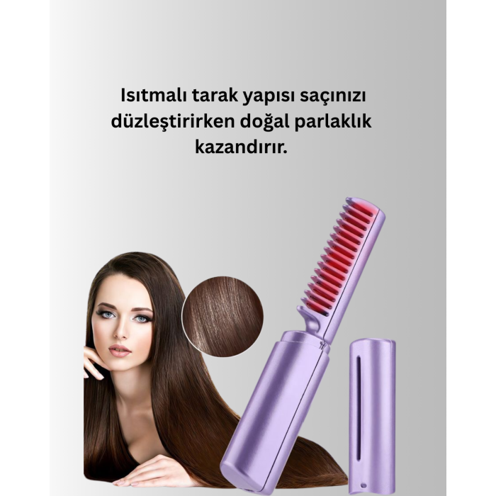 Kablosuz USB Şarjlı Saç Düzleştirici Tarak – Seyahat Boy