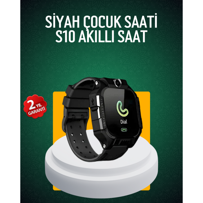 S10 Siyah Çocuk Takip Saati Güvenli Alan Uyarısı ve Sesli Mesaj