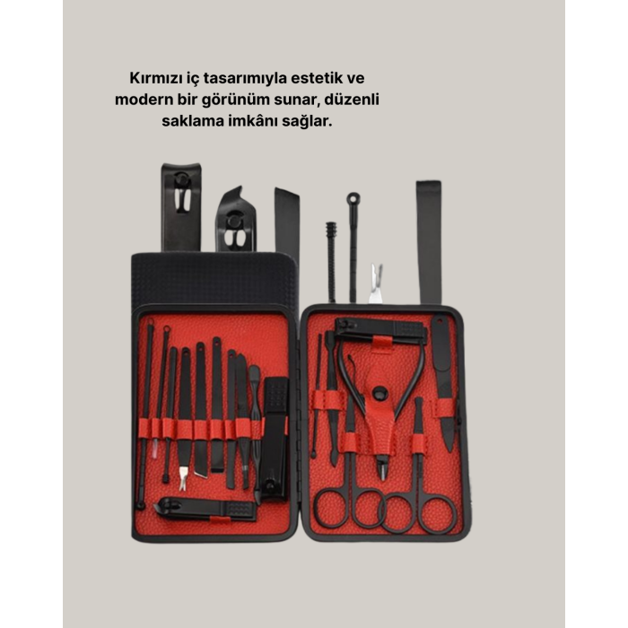 Şık Kutu Tasarımlı 17 Parça Manikür Pedikür Seti Dayanıklı ve Hijyenik