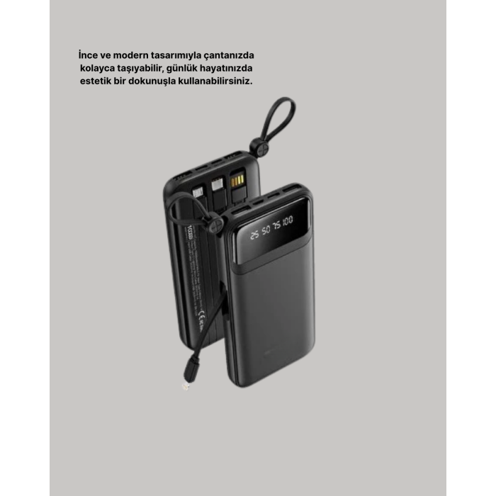 20.000 mAh 4 Çıkışlı LED Göstergeli Hızlı Şarj Powerbank