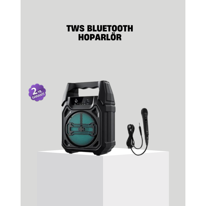 6.5 İnç Bluetooth Hoparlör Mikrofonlu Taşınabilir Karaoke ve Parti Sistemi
