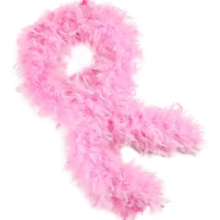 BFS  Pembe Renk Kabarık Kalın Otriş Boa Tüy 6 cm Genişlik 180-200 cm Uzunluk