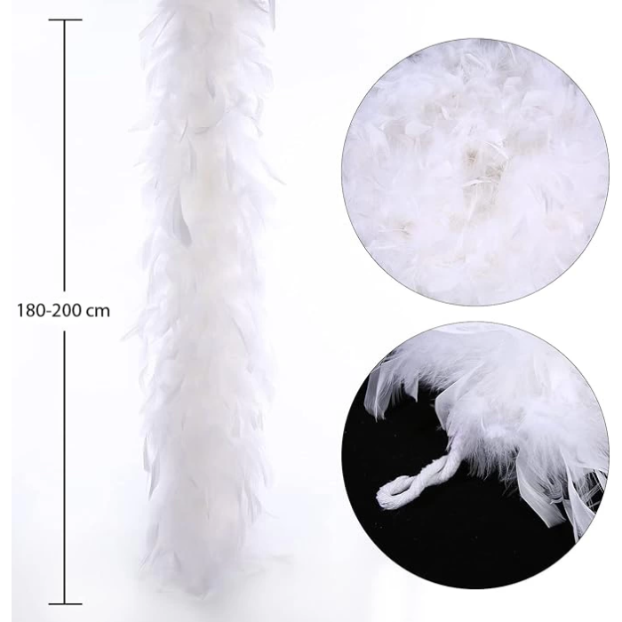 BFS  Beyaz Renk Kabarık Kalın Otriş Boa Tüy 6 cm Genişlik 180-200 cm Uzunluk